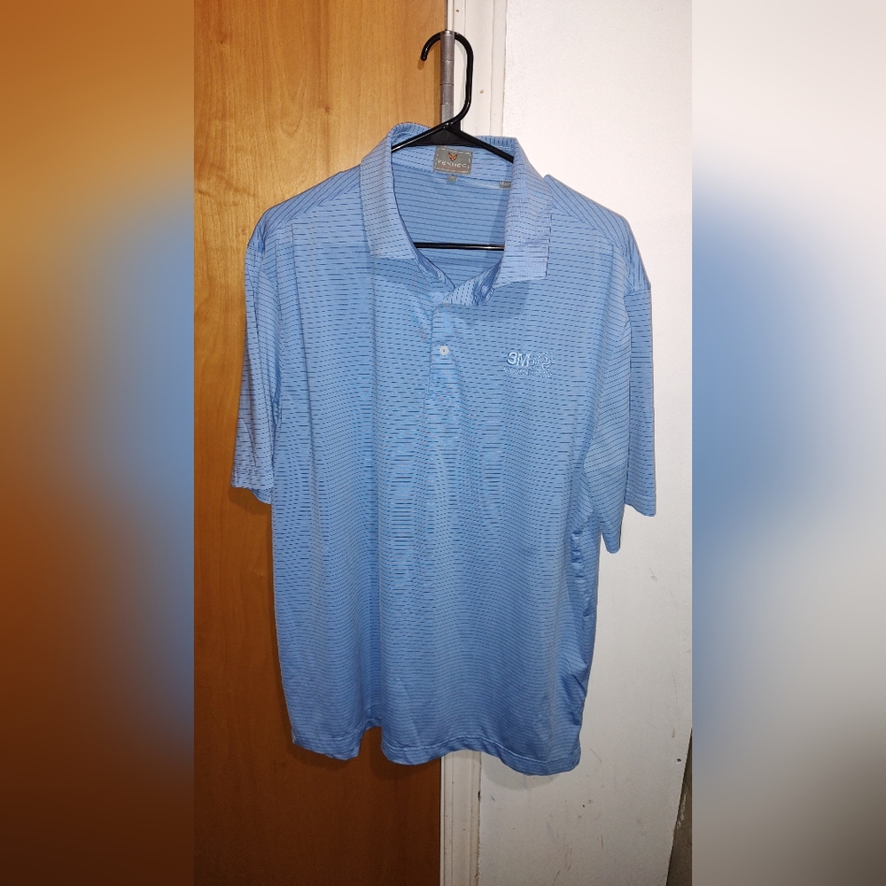 Fennec 3M Golf Championship Blue Performance Polo Blue Stripes Men's Size Large